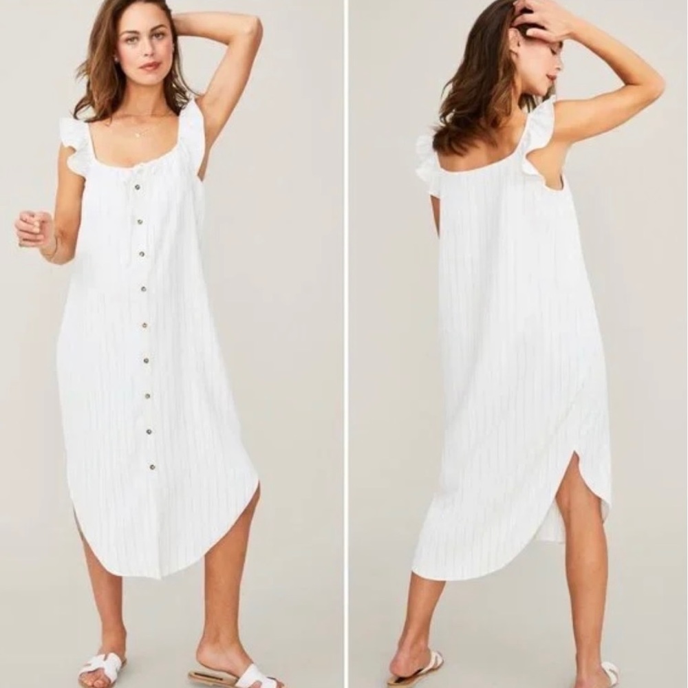 Hatch The Jenna Maternity Midi Dress in Ivory & Black Stripe Size 1 S/M …